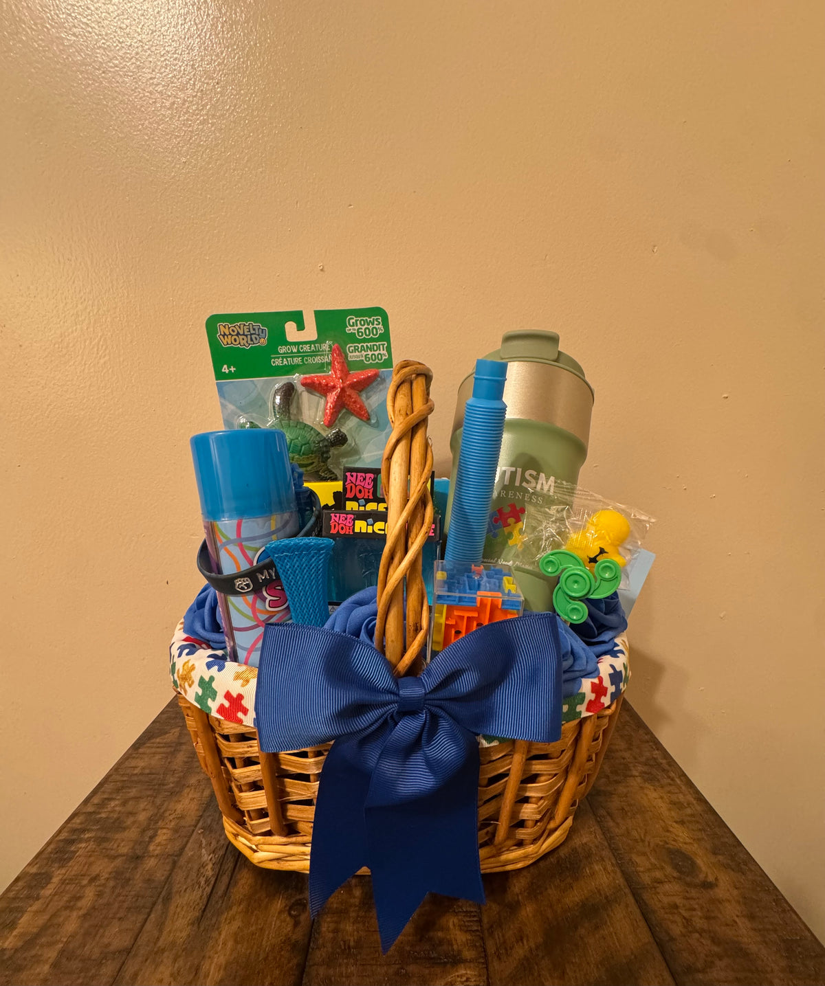 Autism awareness sensory basket